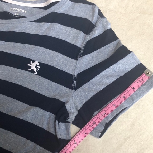 Express Men's 100% Cotton Blue Striped Crew Neck Tee Short Sleeves Size M - Picture 6 of 11